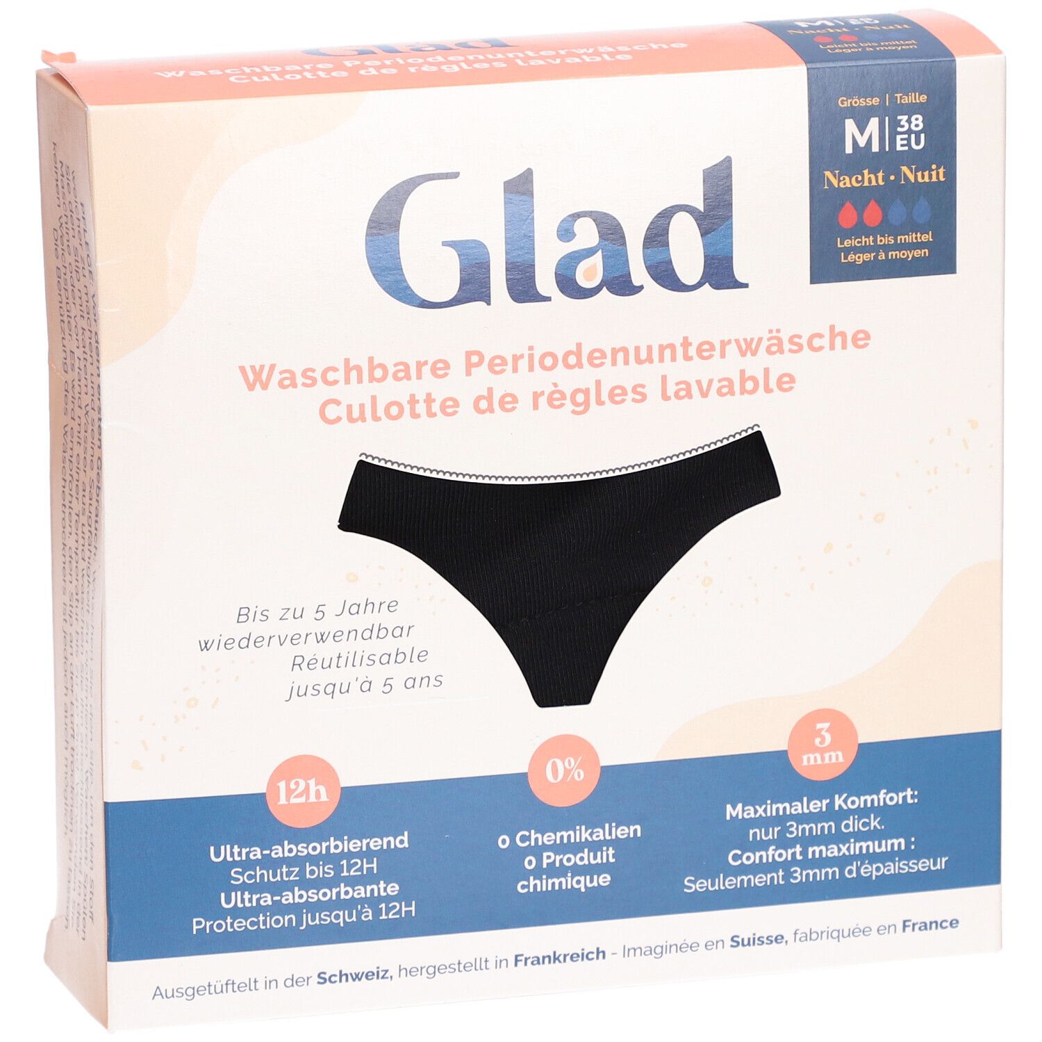 GLAD Culotte menstruelle nuit M absorption légère