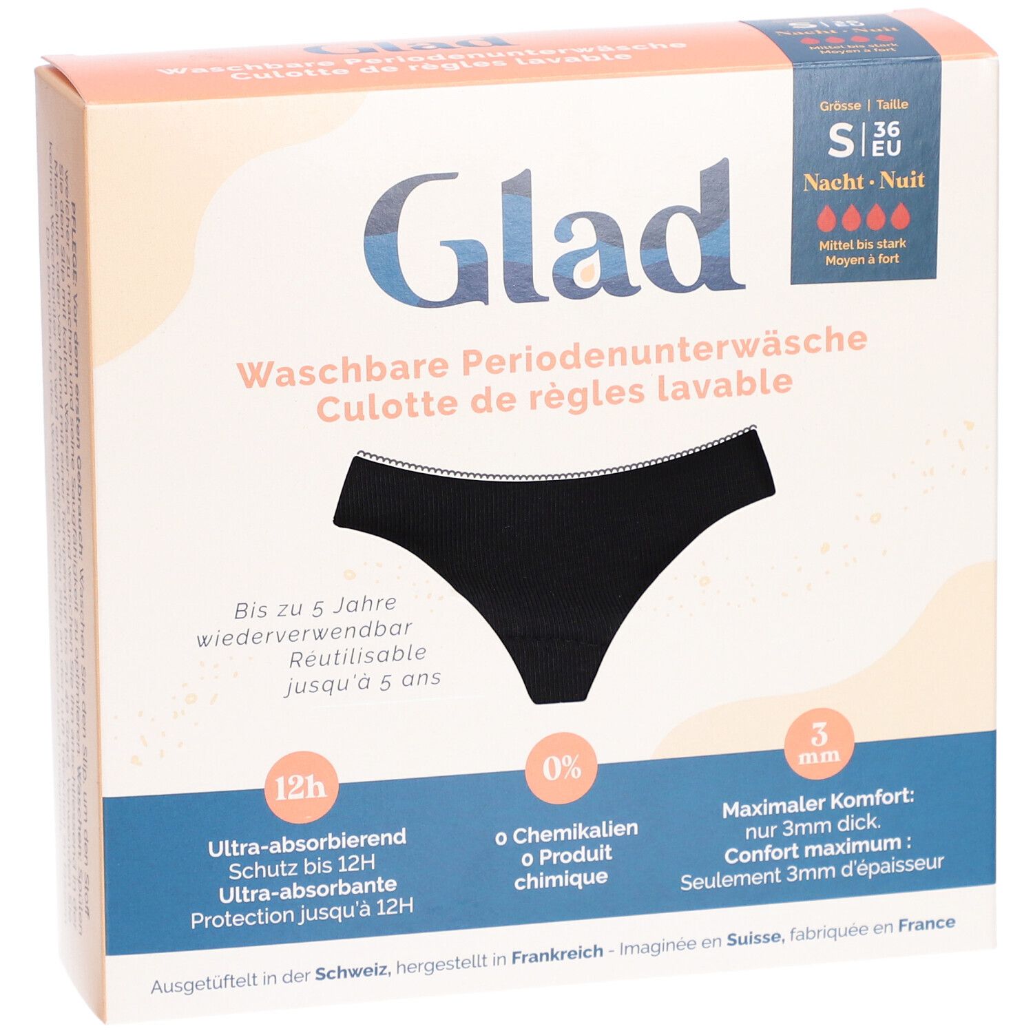 GLAD culotte menstruelle nuit S flux abondant
