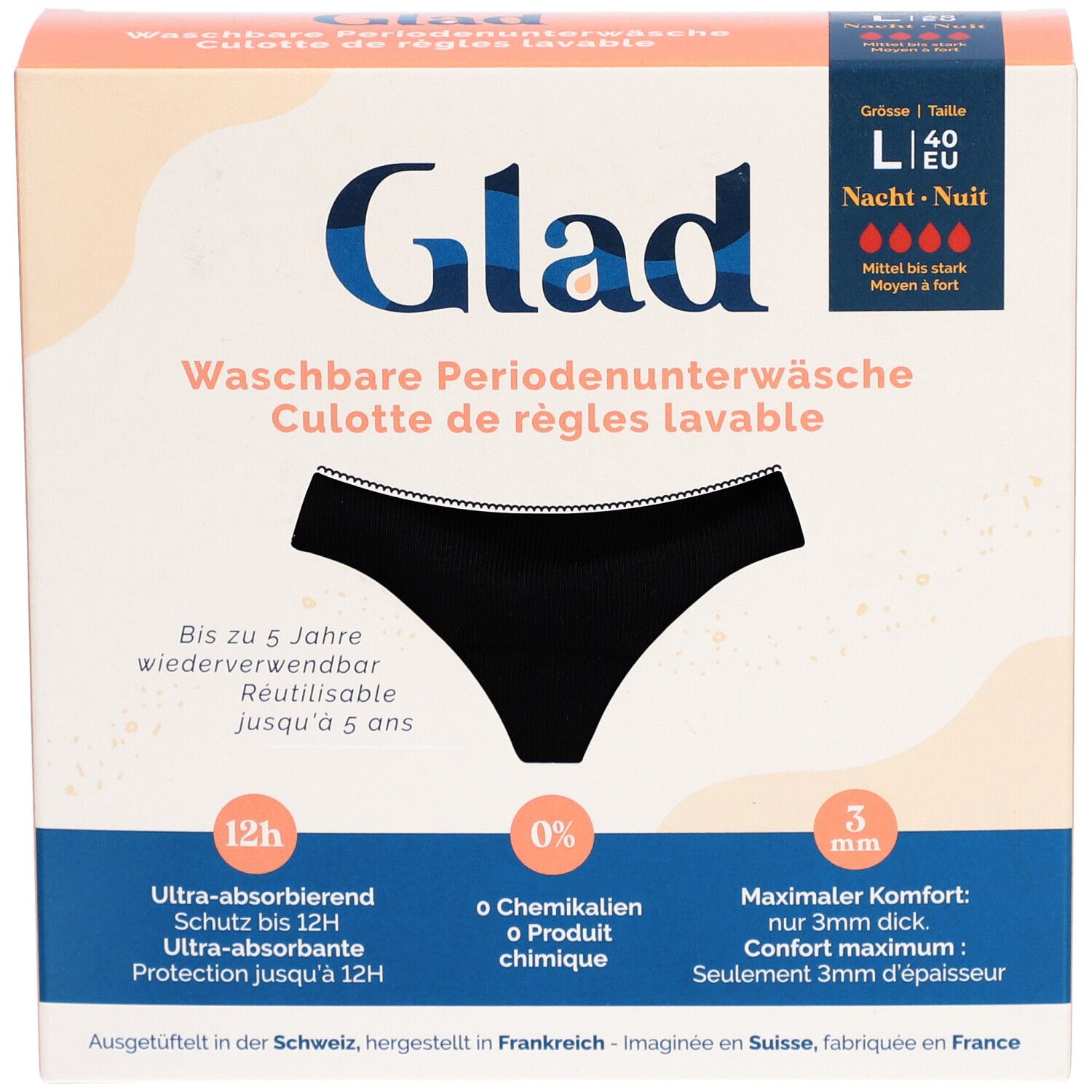 GLAD Culotte menstruelle nuit L absorption forte
