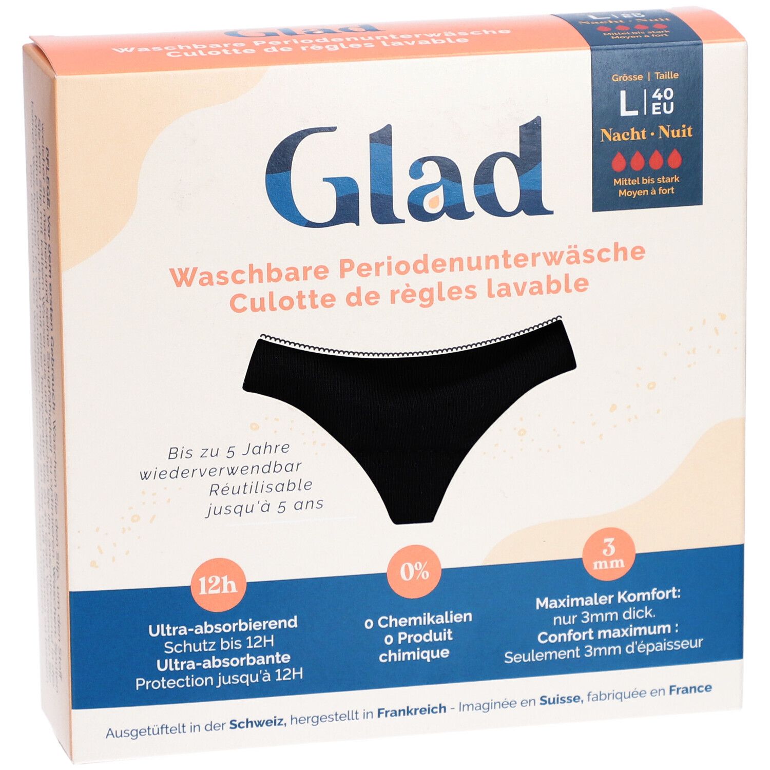 GLAD Culotte menstruelle nuit L absorption forte