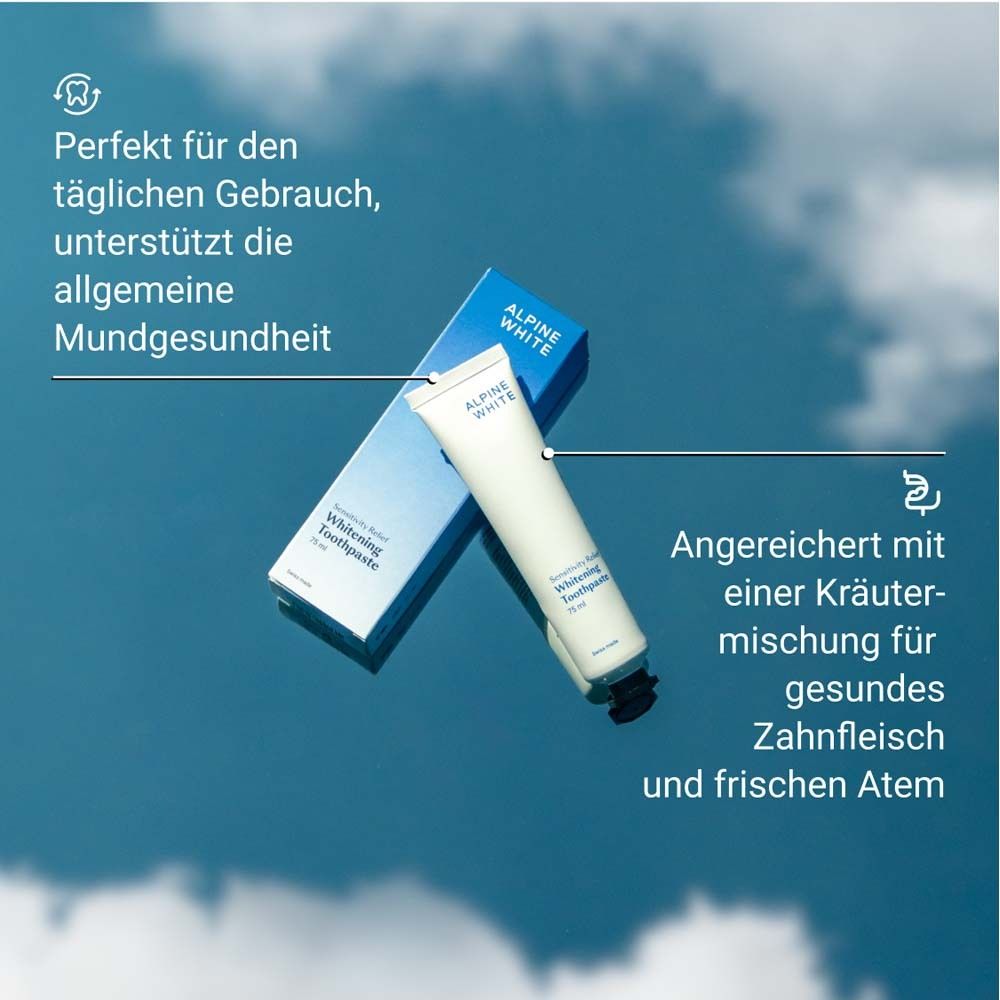 Dentifrice et boîte. ALPINE WHITE. Santé bucco-dentaire.