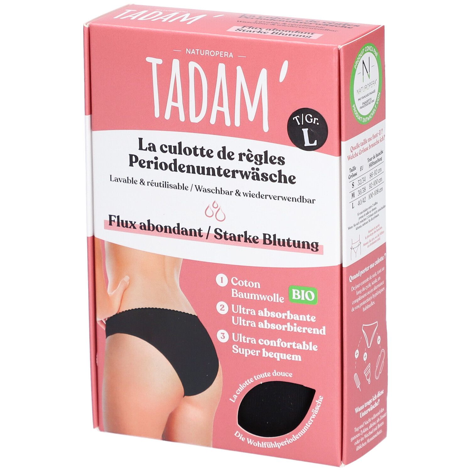 Culotte Menstruelle Flux Abondant - Lot De 3, Coton Respirant, Haute Taille - Pour Règles, Post-partum, Fuites - Lavable Et Réutilisable