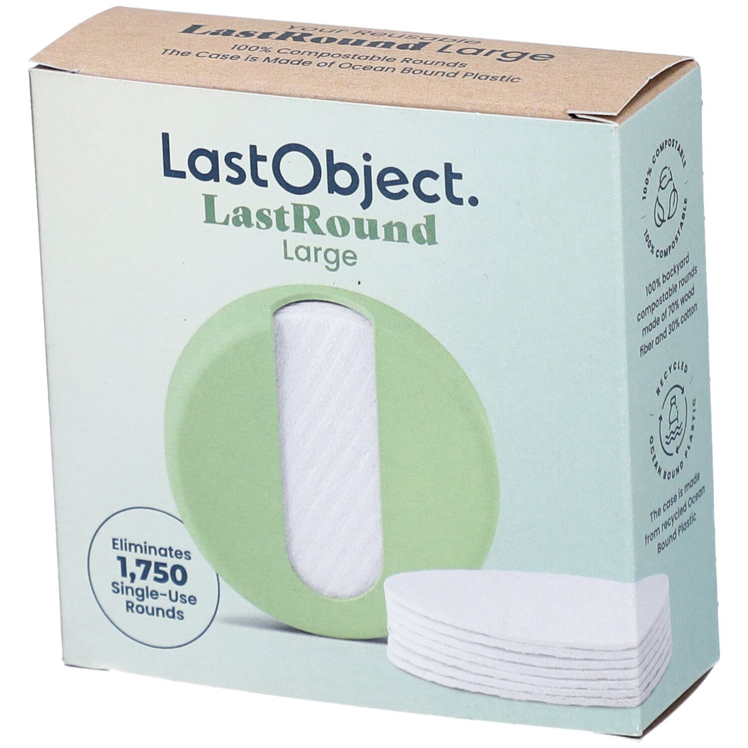 LastObject 7 grands Pads démaquillants réutilisables avec étui vert