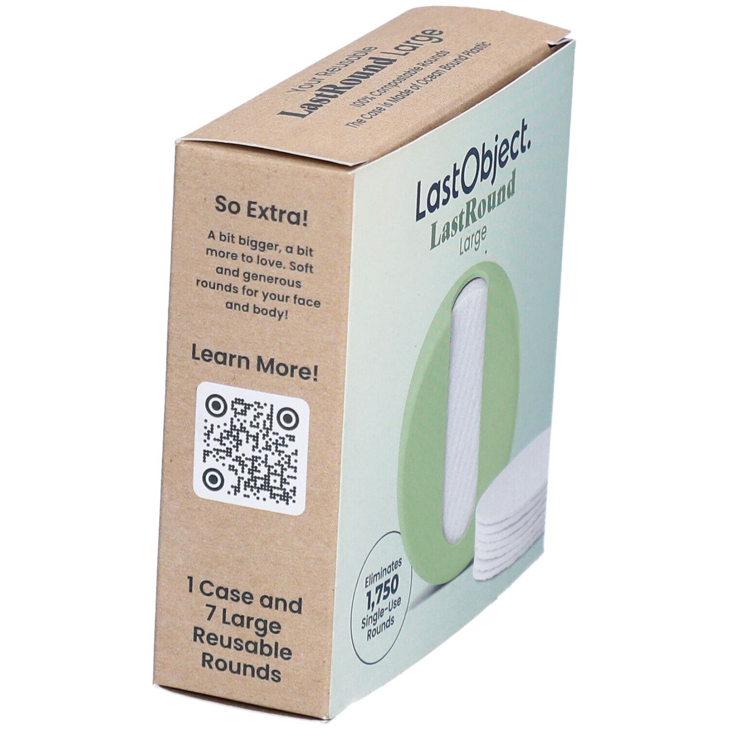 LastObject 7 grands Pads démaquillants réutilisables avec étui vert