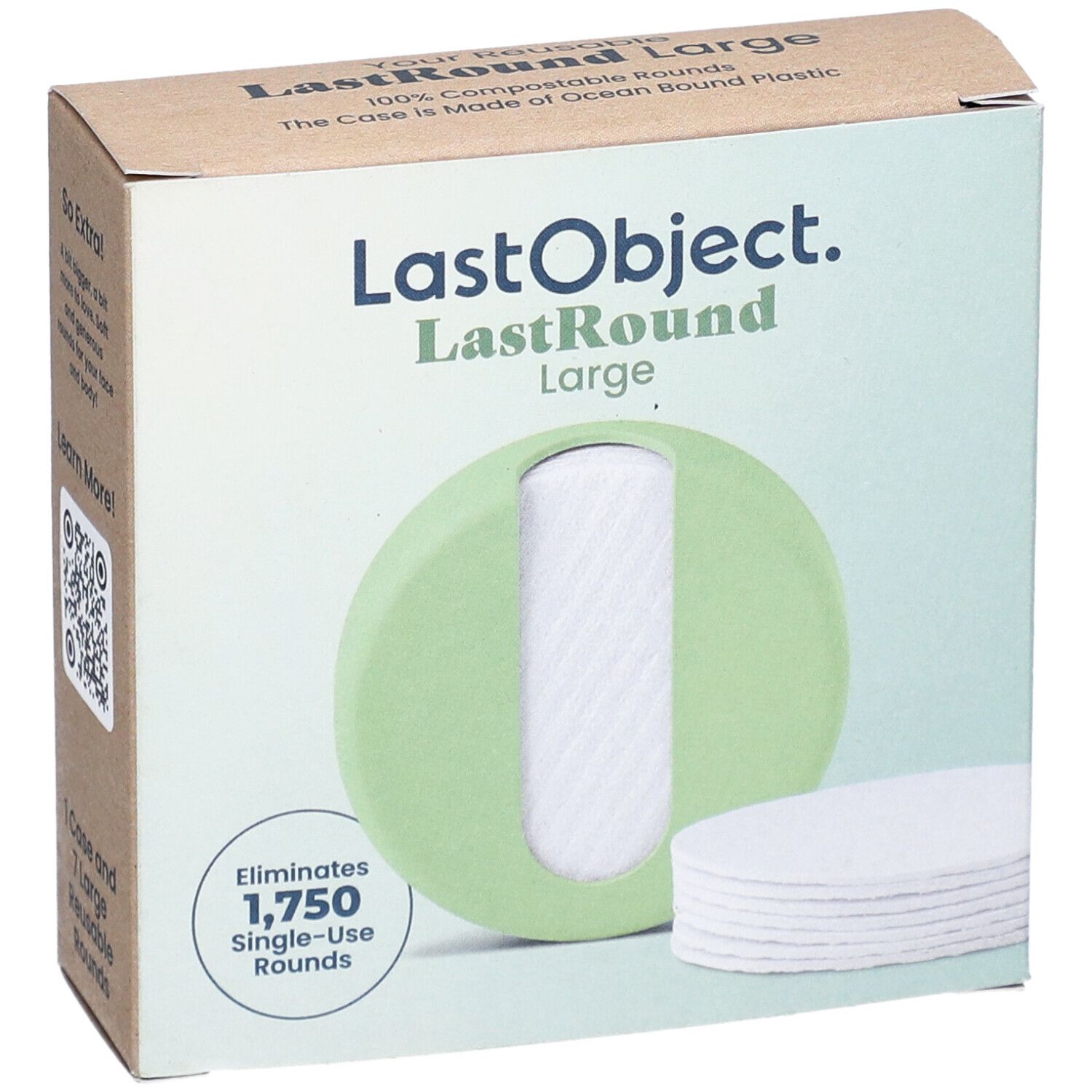 LastObject 7 grands Pads démaquillants réutilisables avec étui vert