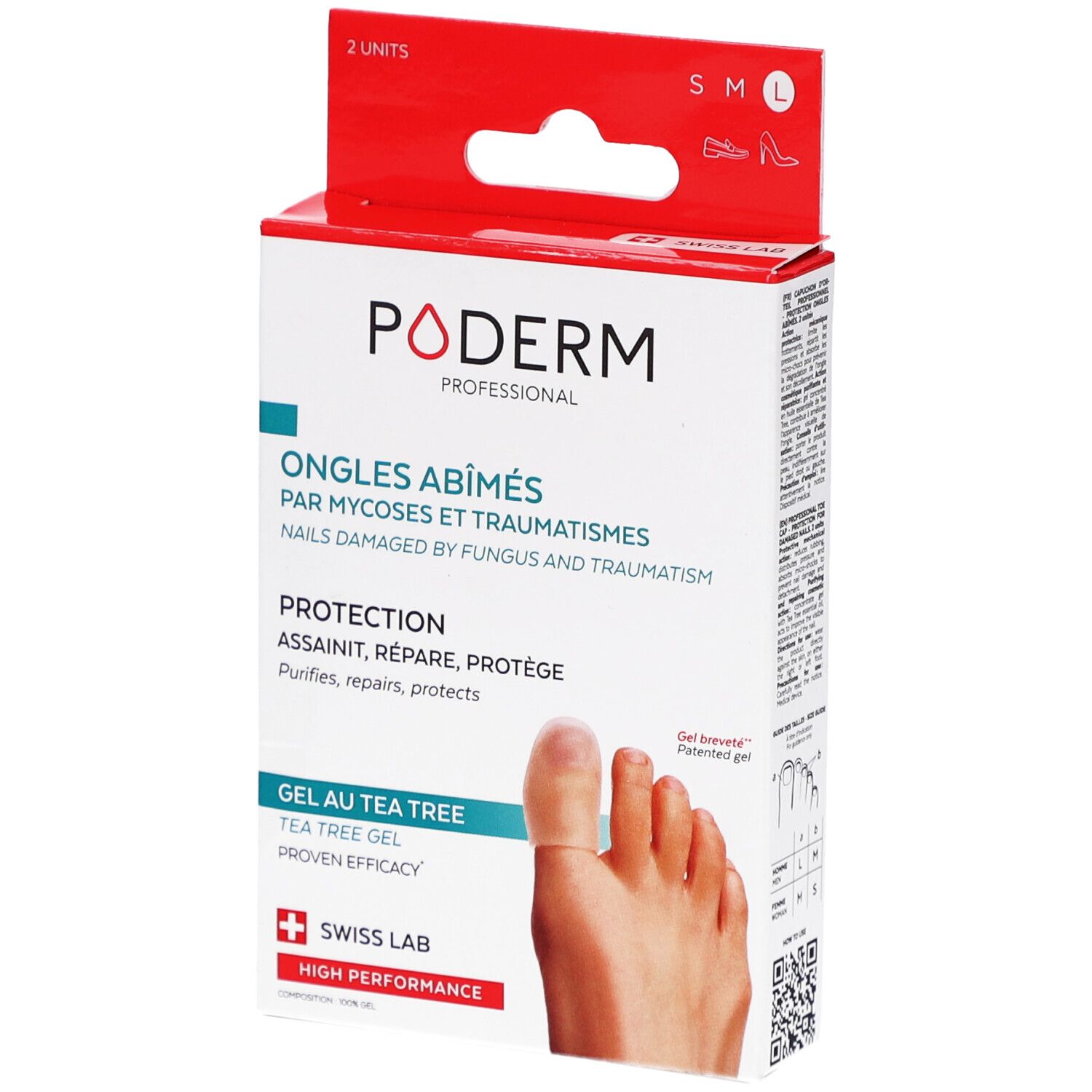 Poderm Professional protecteur d'ongles au gel d'arbre à thé pour ongles abîmés. 2 unités.