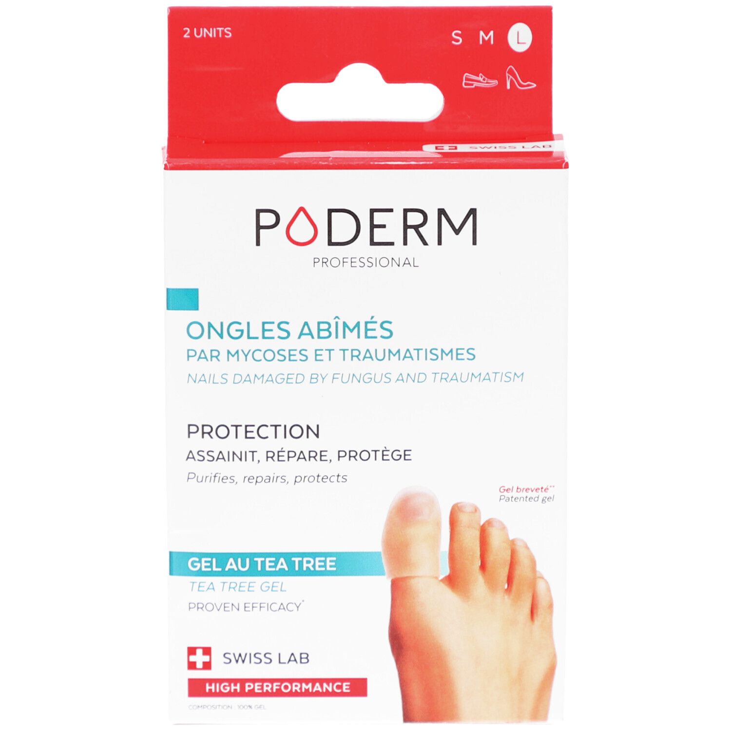 Poderm Professional boîte de 2 unités pour ongles abîmés, au gel d'arbre à thé.