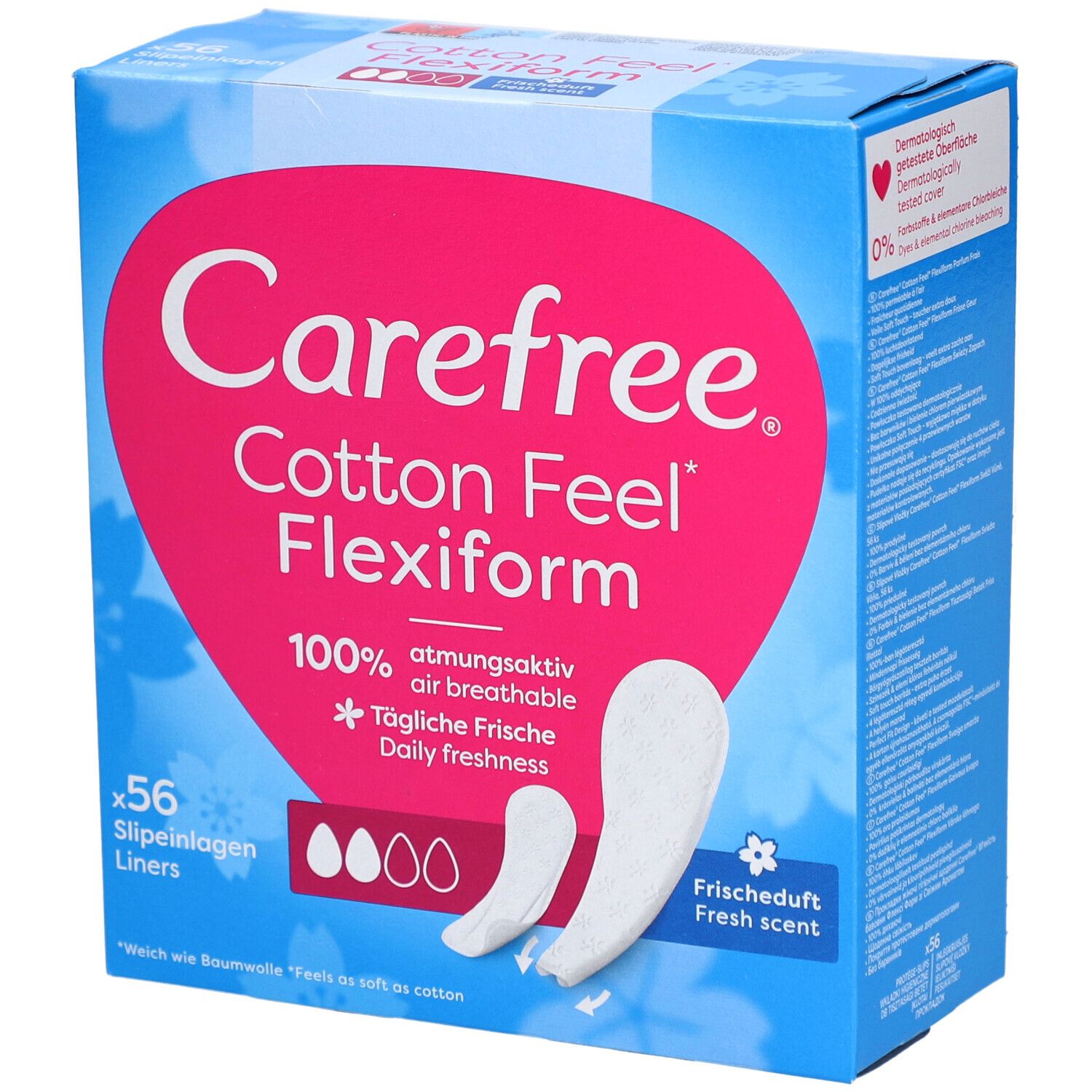 Carefree Cotton Feel Flexiform. Paquet de 56 protège-slips. Parfum frais. 100% respirant.