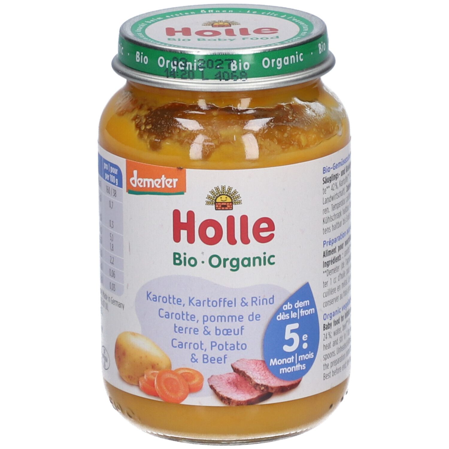 HOLLE Carotte, pomme de terre et bœuf bio dès 5 mois