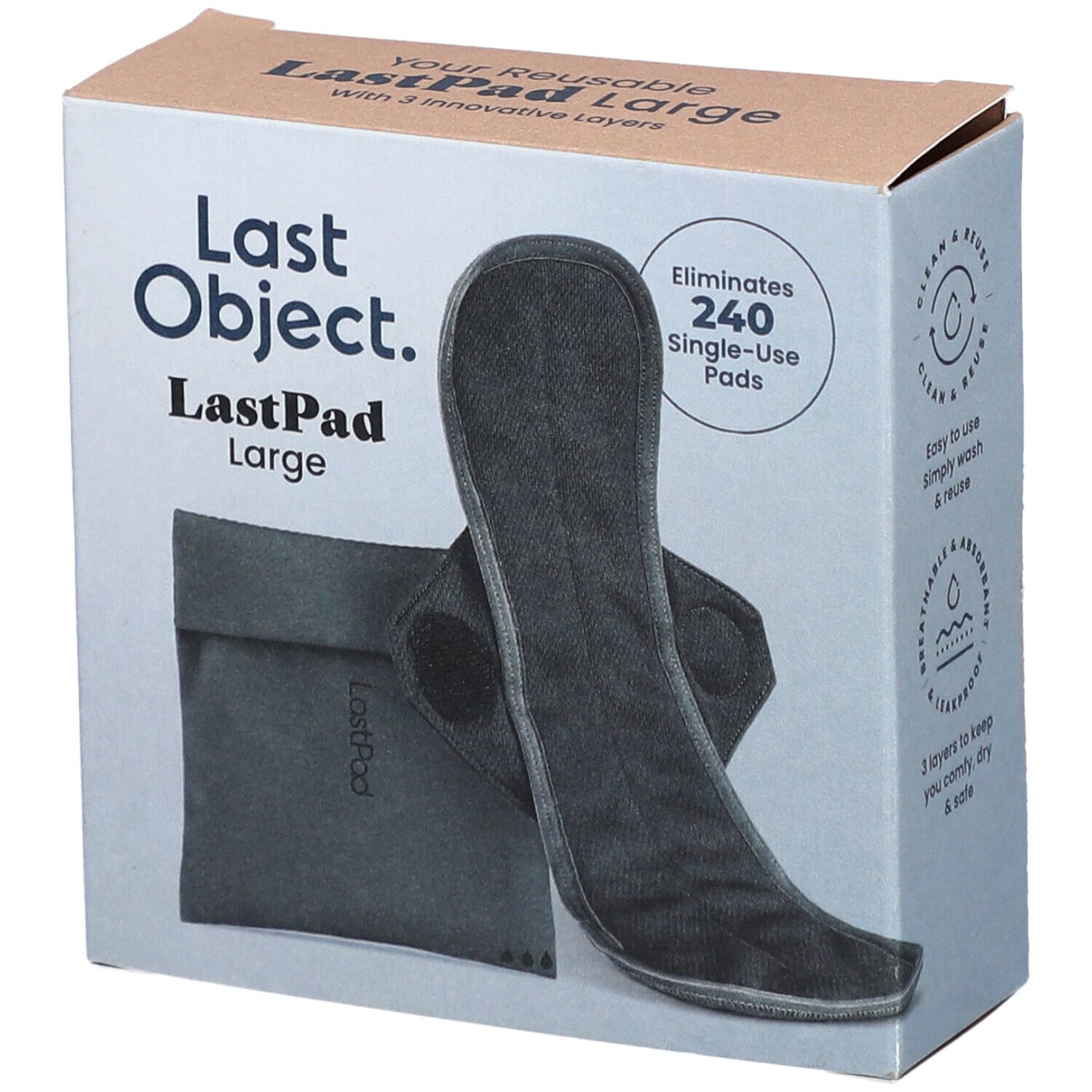 LastPad serviette hygiénique réutilisable L noire