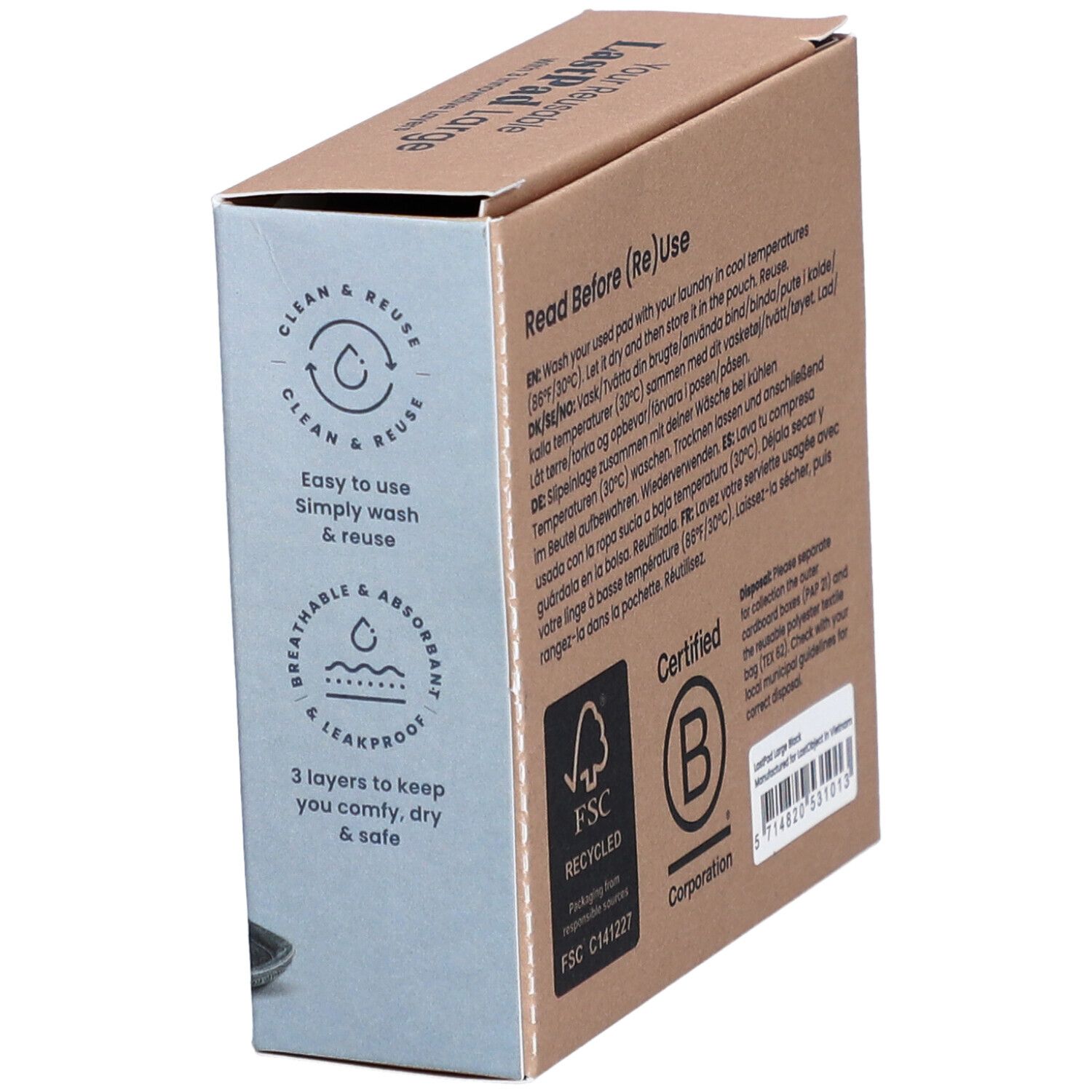 LastPad serviette hygiénique réutilisable L noire