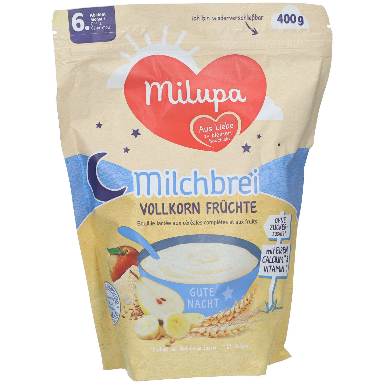 MILUPA Bonne Nuit Bouillie de lait complet aux fruits
