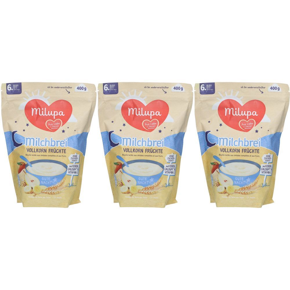 MILUPA Bonne Nuit Bouillie de lait complet aux fruits