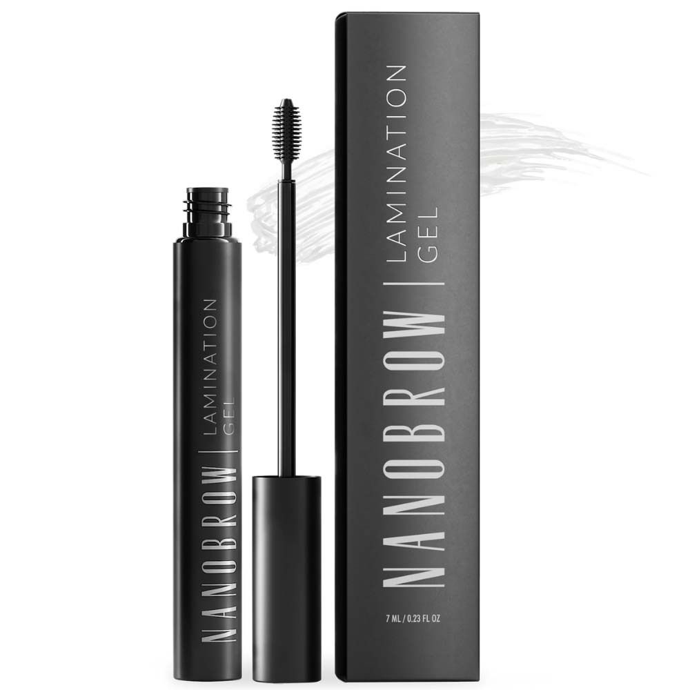 Flacon et emballage noirs de NANOBROW Lamination Gel. Comprend une brosse.