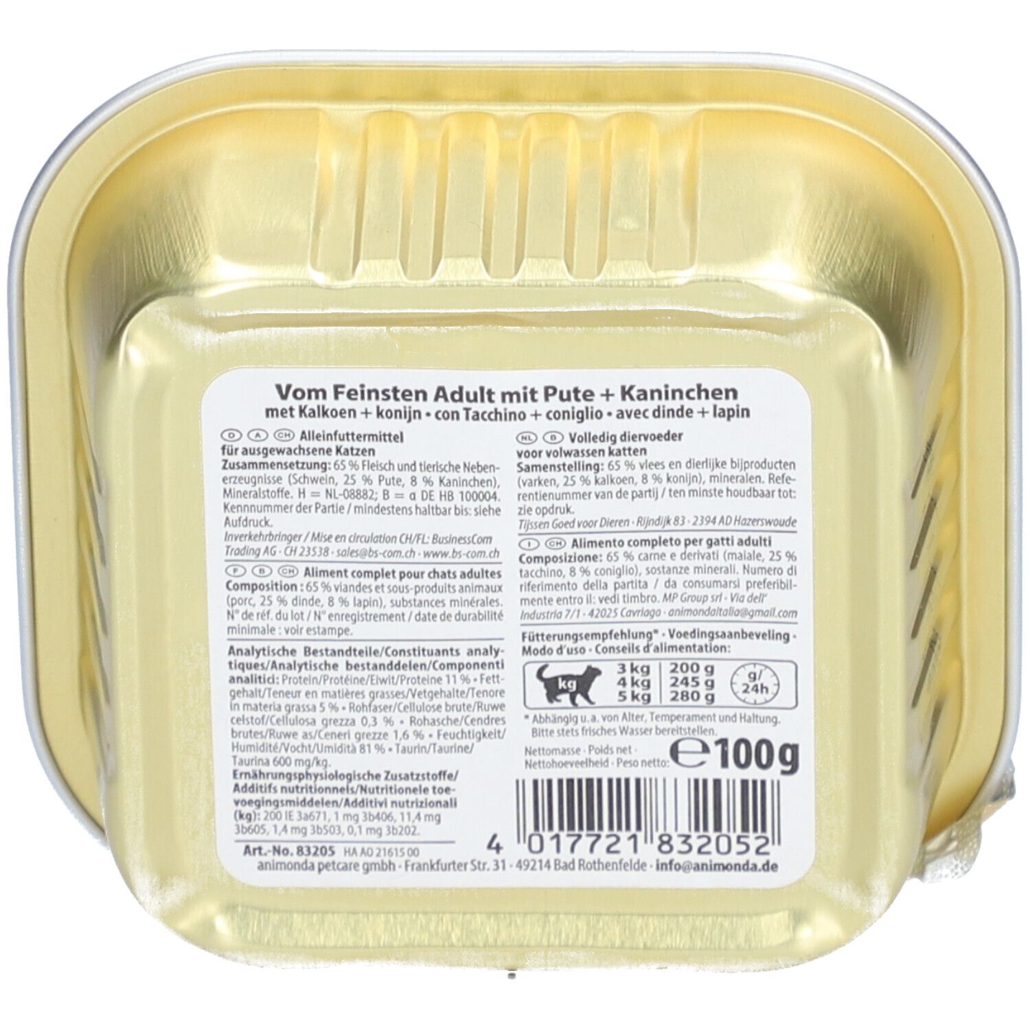 Animonda Vom Feinsten Kitten bœuf, barquette 100g.
