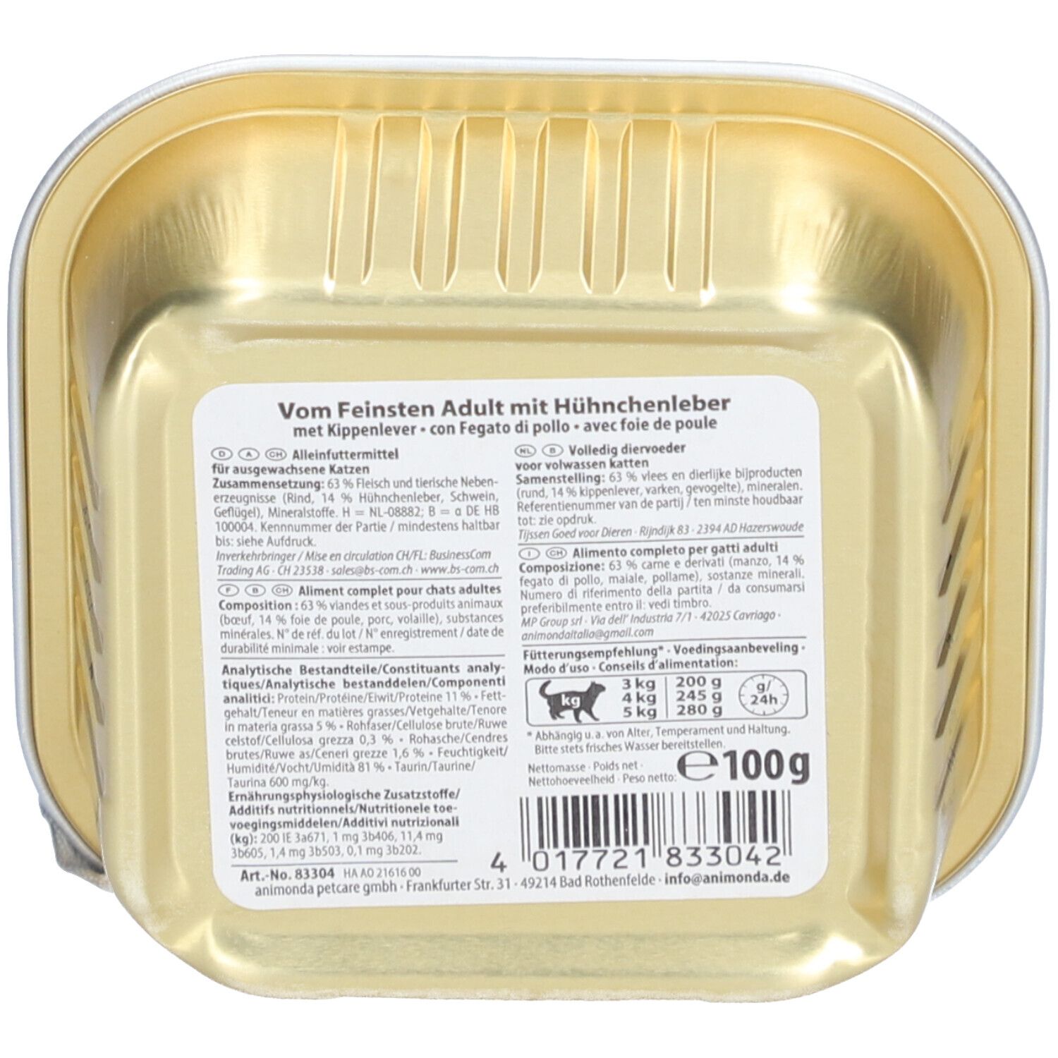 Applaws Blanc de poulet avec bœuf en gelée, verso sachet 70g.