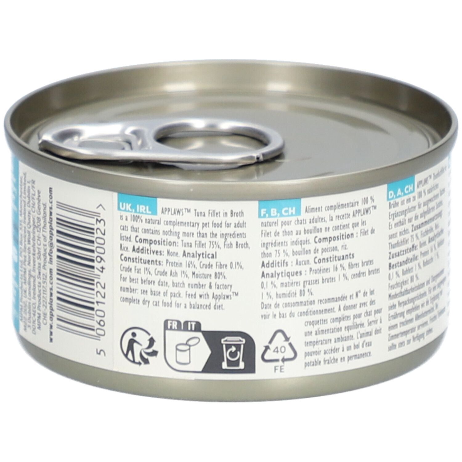 Nourriture pour chats Applaws : Blanc de poulet au riz en bouillon, 70g.