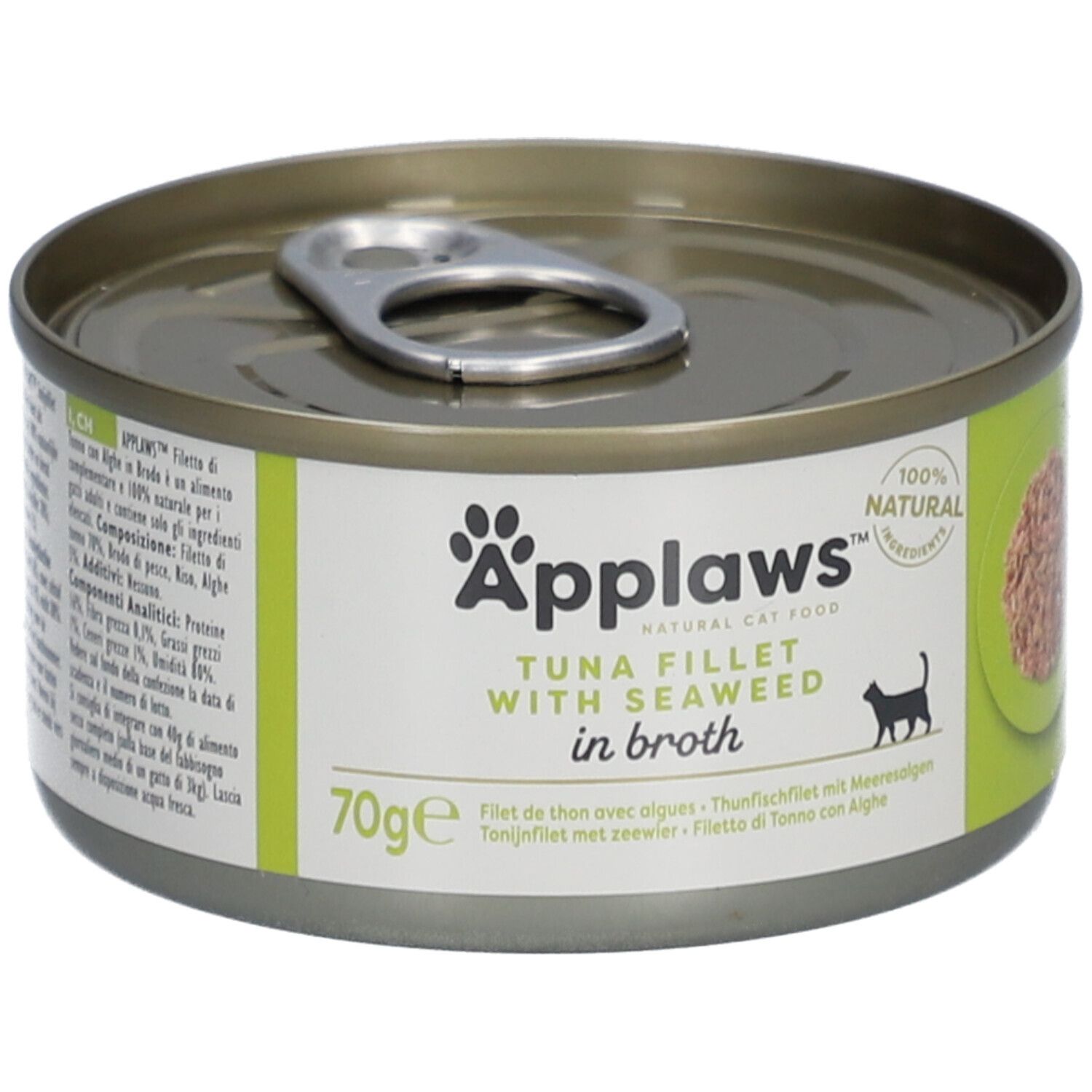 Nourriture pour chat Applaws Filet de thon aux algues en bouillon, boîte de 70g. Pâtée au thon et aux algues.
