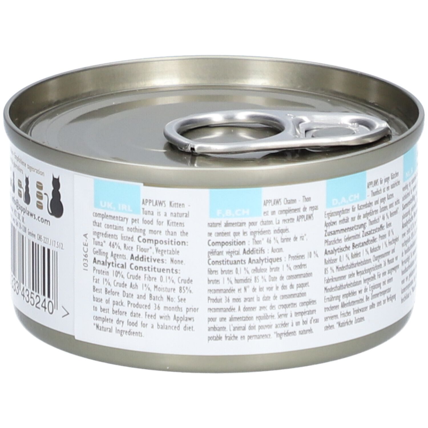 Animonda Vom Feinsten Kitten bœuf, verso barquette 100g.
