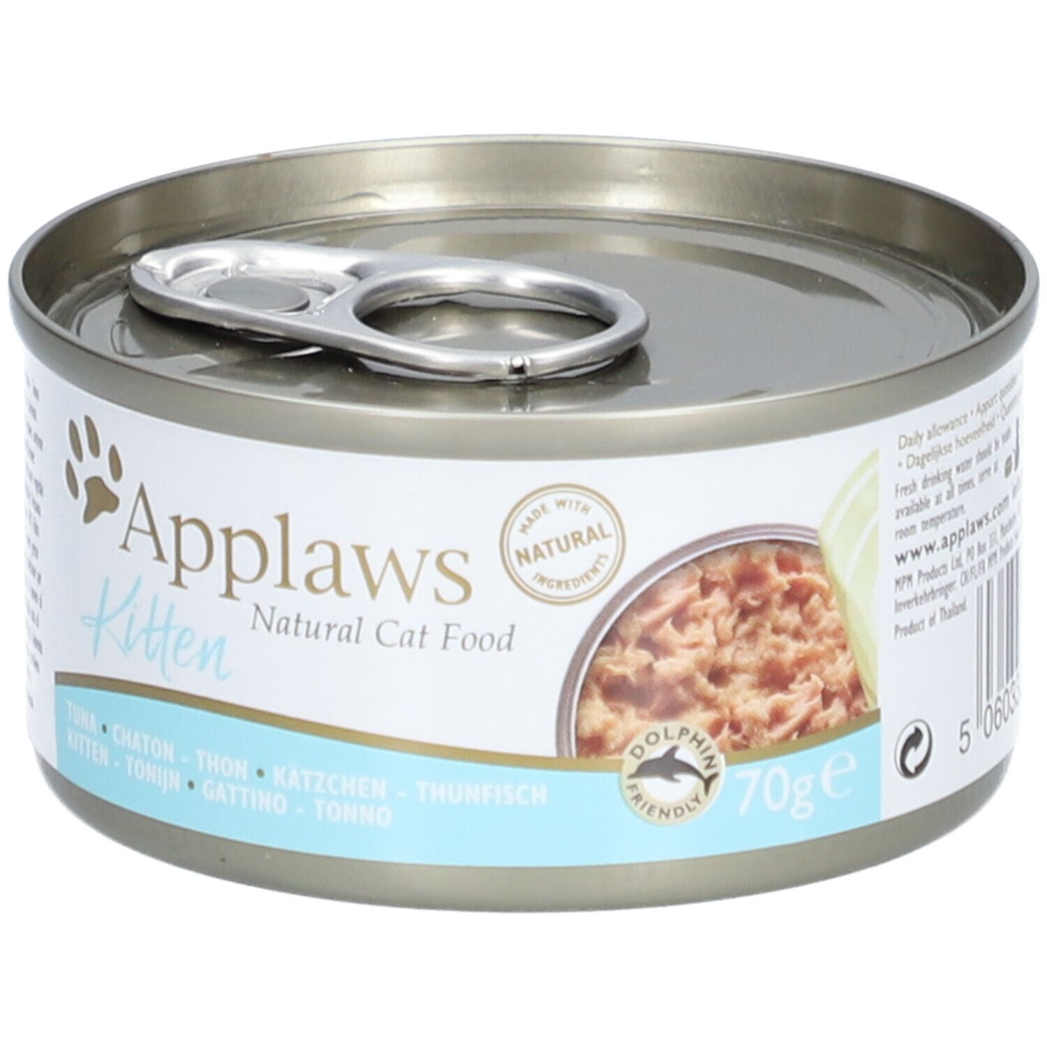 Applaws Kitten Natural Cat Food, boîte de 70g avec languette d'ouverture. Goût thon.