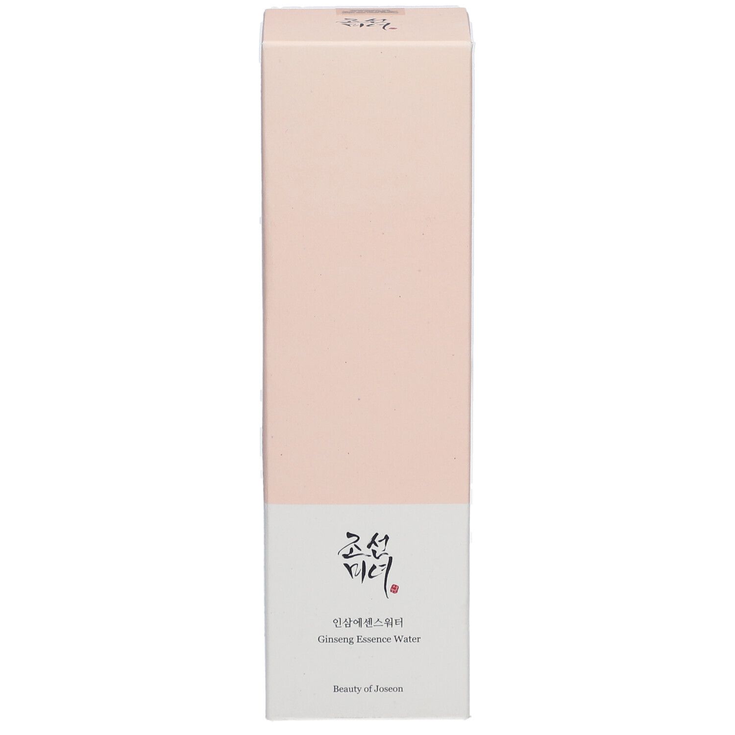 Emballage rose et blanc. Inscription: Ginseng Essence Water. Marque: Beauty of Joseon.