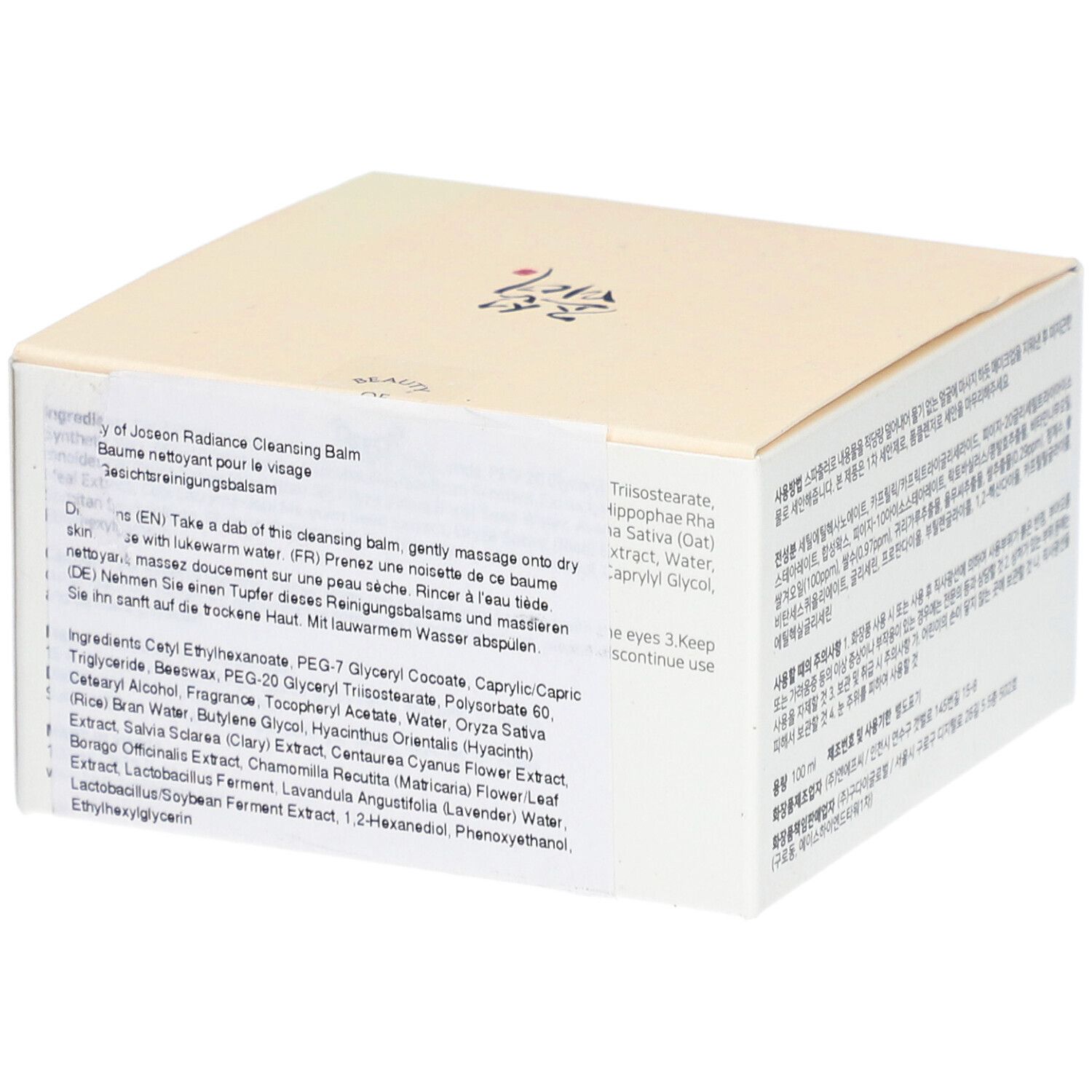 Boîte blanche avec texte coréen et informations produit.