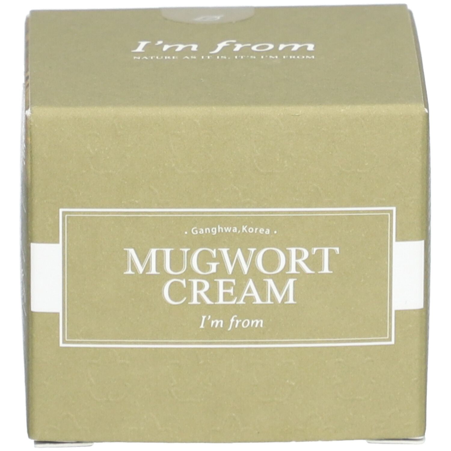 Boîte avec l'inscription "Mugwort Cream" et "I'm from".
