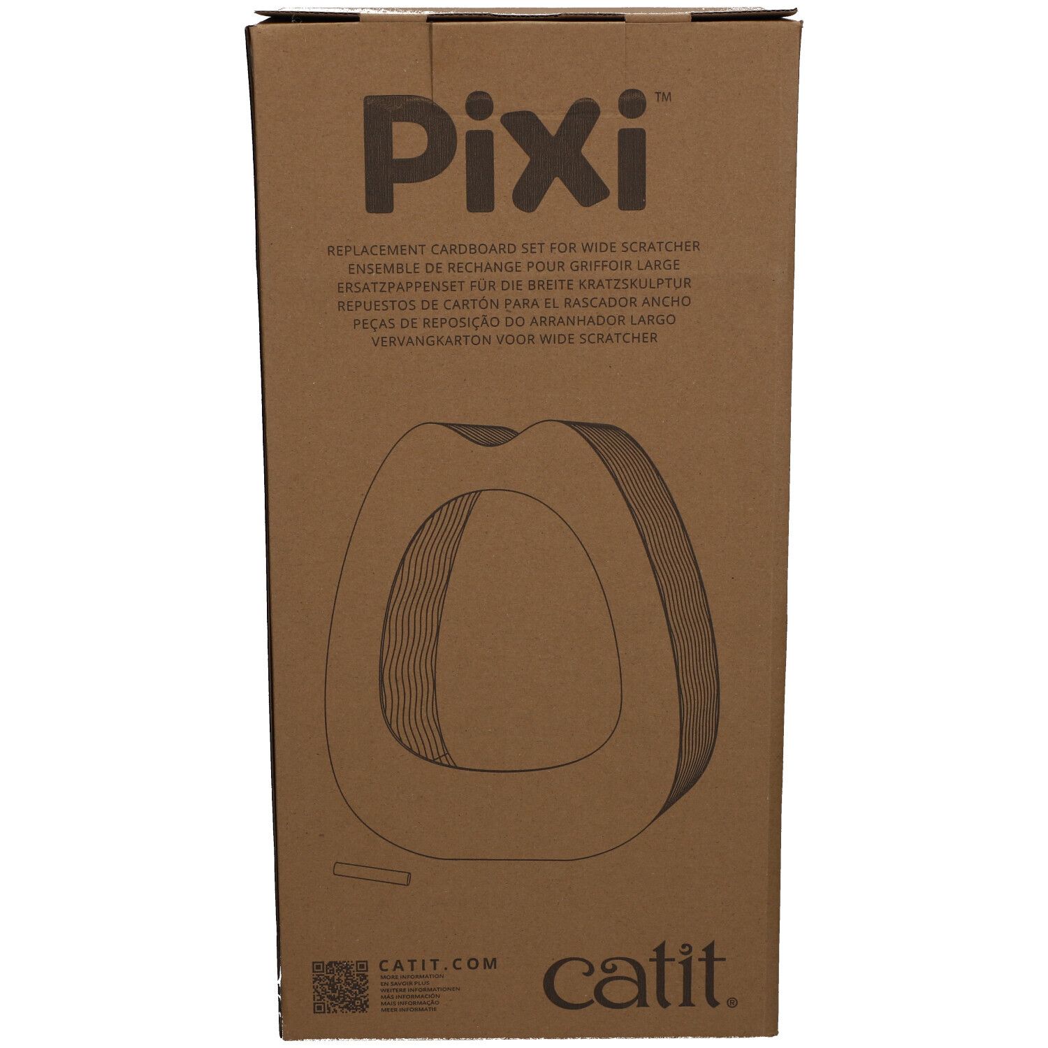 Emballage en carton pour griffoir. Inscription Pixi. Carton de remplacement pour griffoir large. Logo Catit.