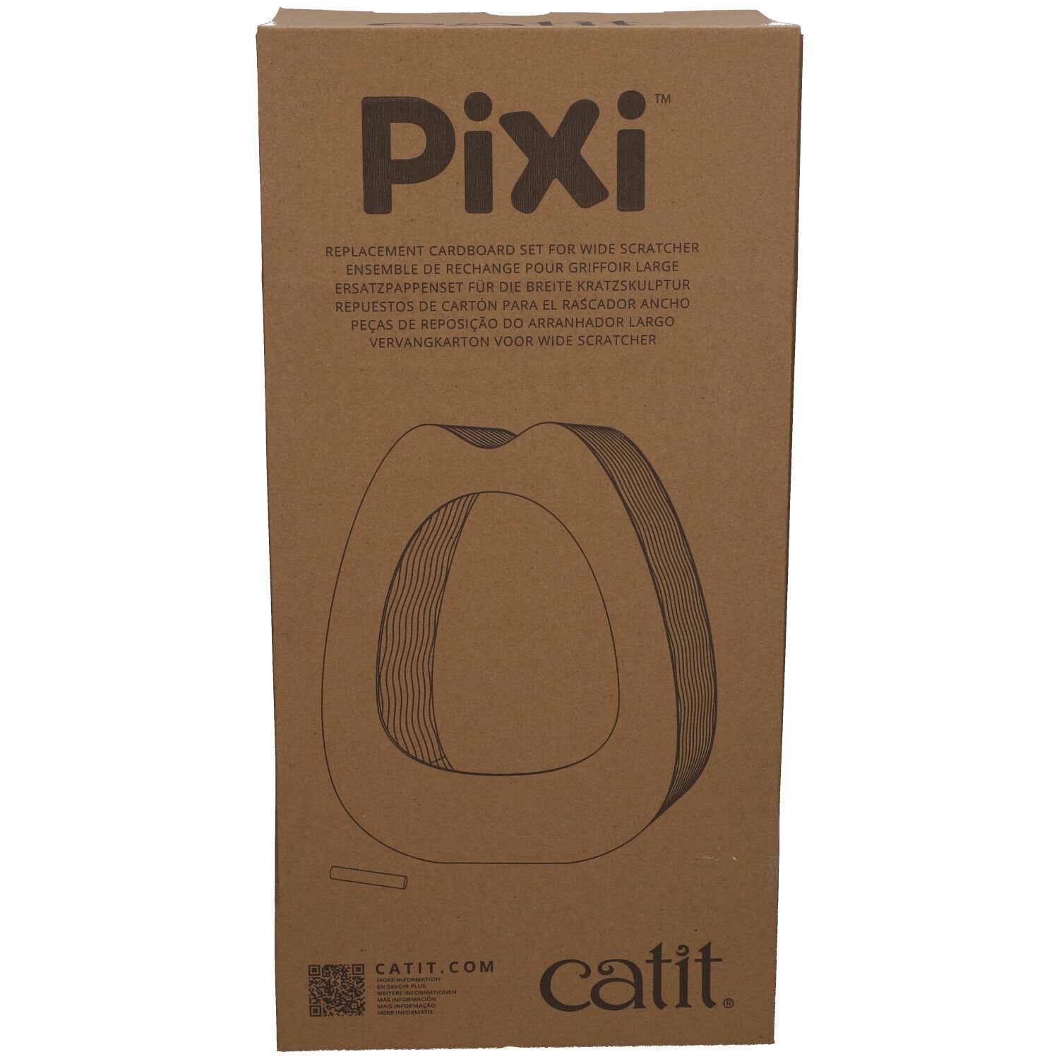 Emballage en carton pour griffoir. Inscription Pixi. Carton de remplacement pour griffoir large. Logo Catit.