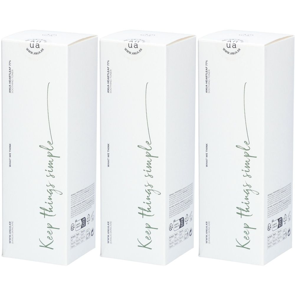 Trois boîtes blanches avec l'inscription verte "Keep Things Simple". Logo "ua" en haut à gauche.