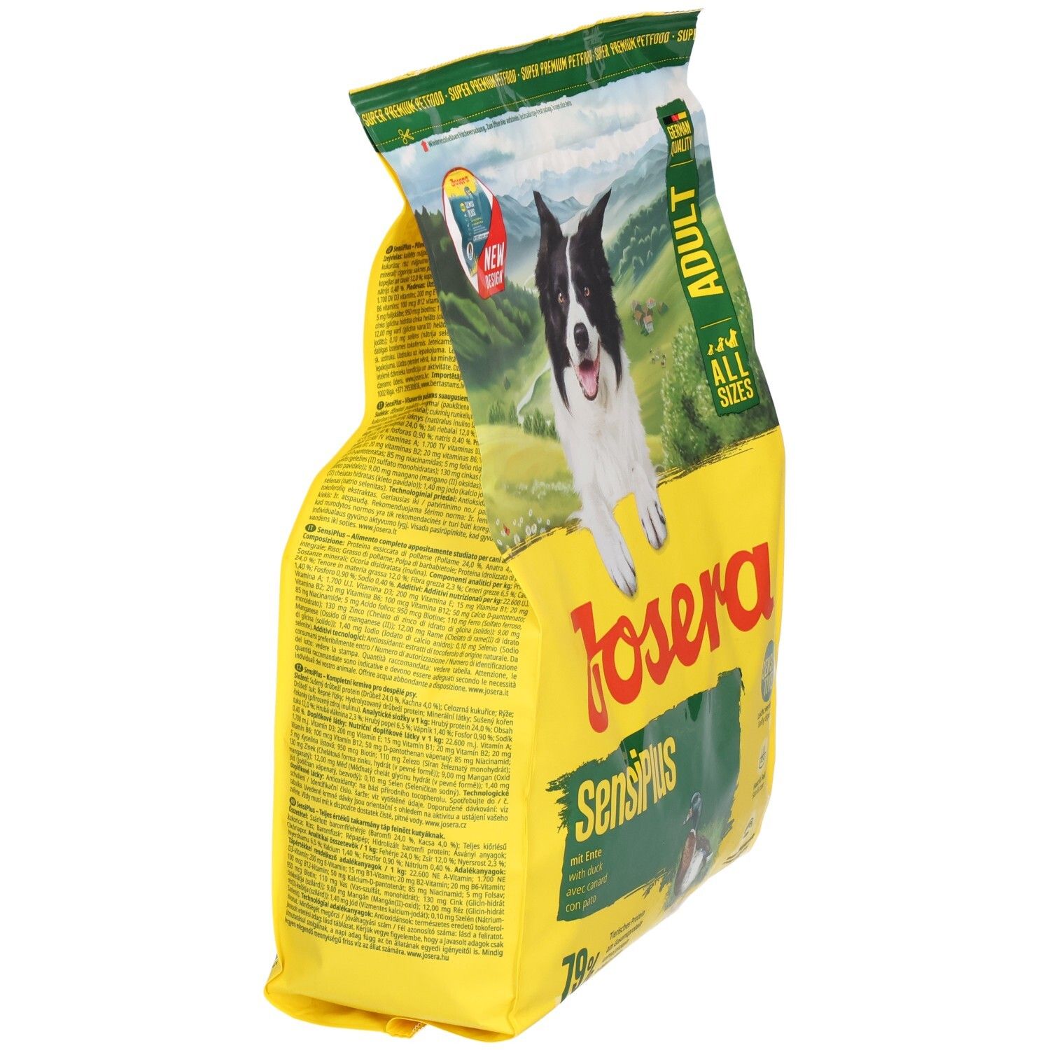Sac de nourriture pour chien Josera Light & Vital avec un poulet et informations pour le contrôle du poids.