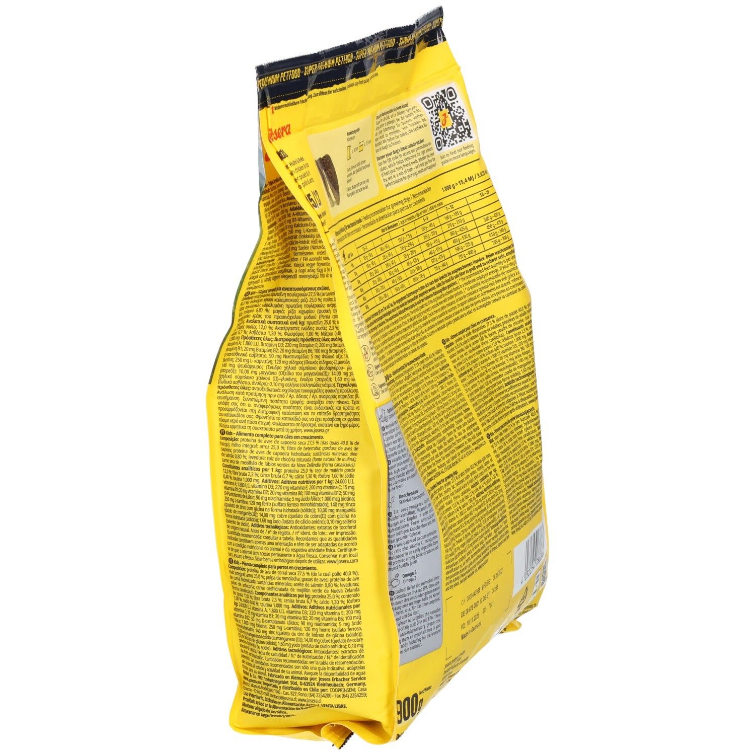 Sac de nourriture pour chien Josera Junior Kids avec motif de chiot Bouvier Bernois.