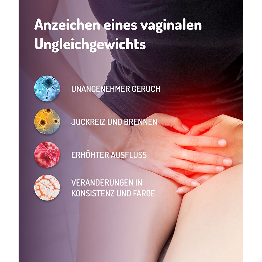 Signes d'un déséquilibre vaginal : odeur désagréable, démangeaisons, brûlures, pertes modifiées et consistance.