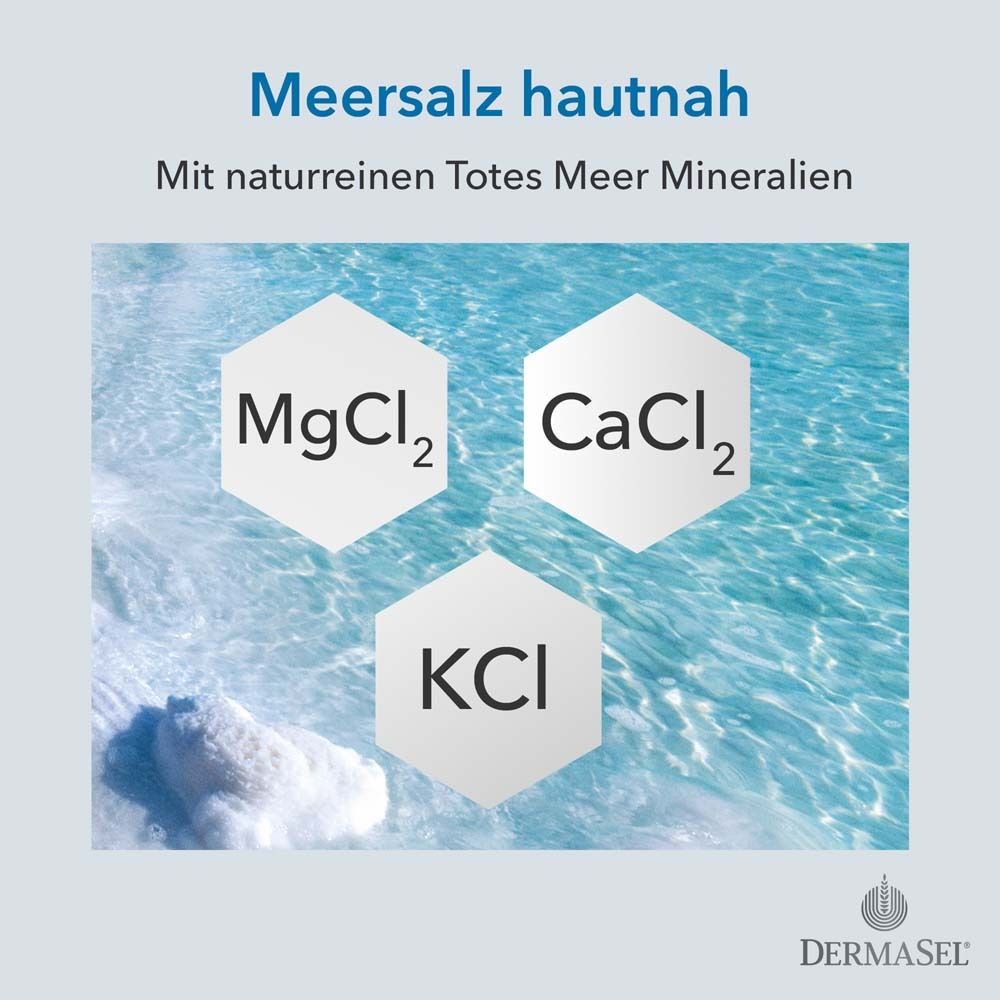 Trois hexagones blancs avec texte. MgCl2, CaCl2, KCl. Texte : Sel marin de près. Avec minéraux.