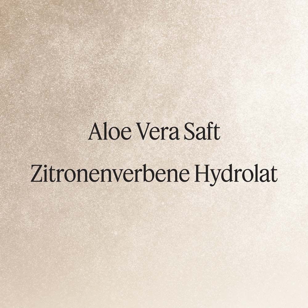 Texte: Jus d'Aloe Vera, Hydrolat de verveine citronnée.