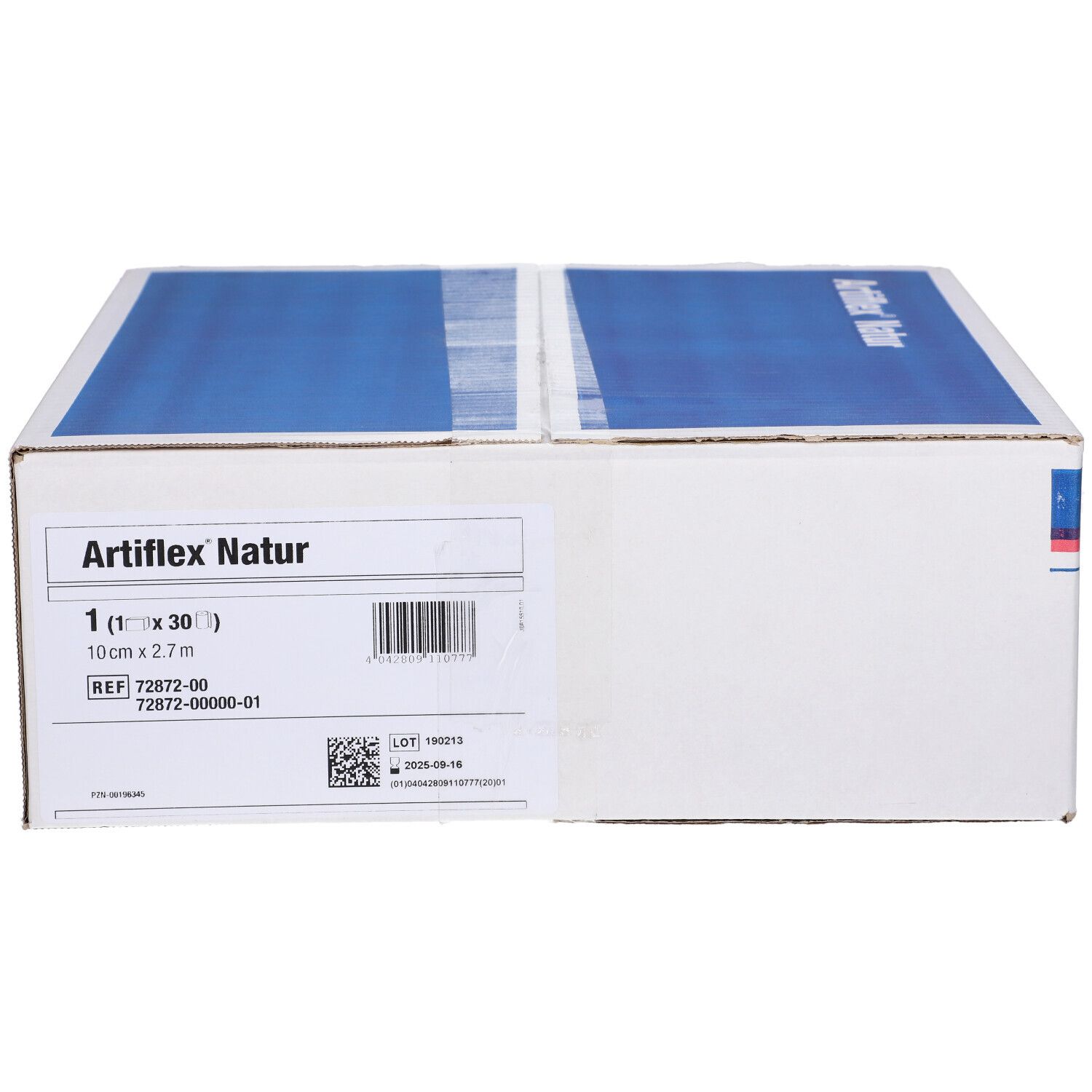 Boîte Artiflex Natur. Inscription : 1 (1 x 30) 10cm x 2.7m. Numéro de référence et code-barres.