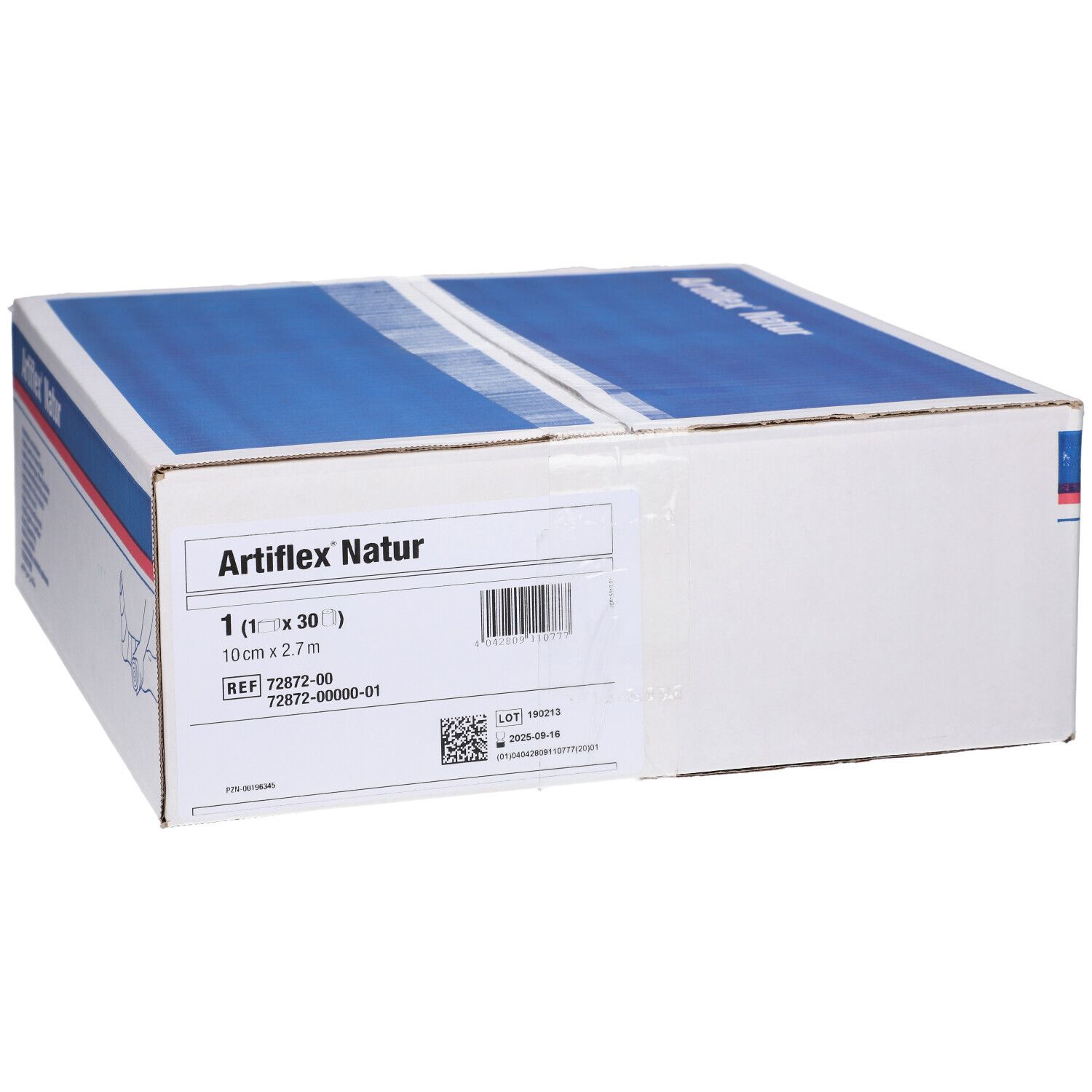 Boîte Artiflex Natur. Inscription : 1 (1 x 30) 10cm x 2.7m. Numéro de référence et code-barres.