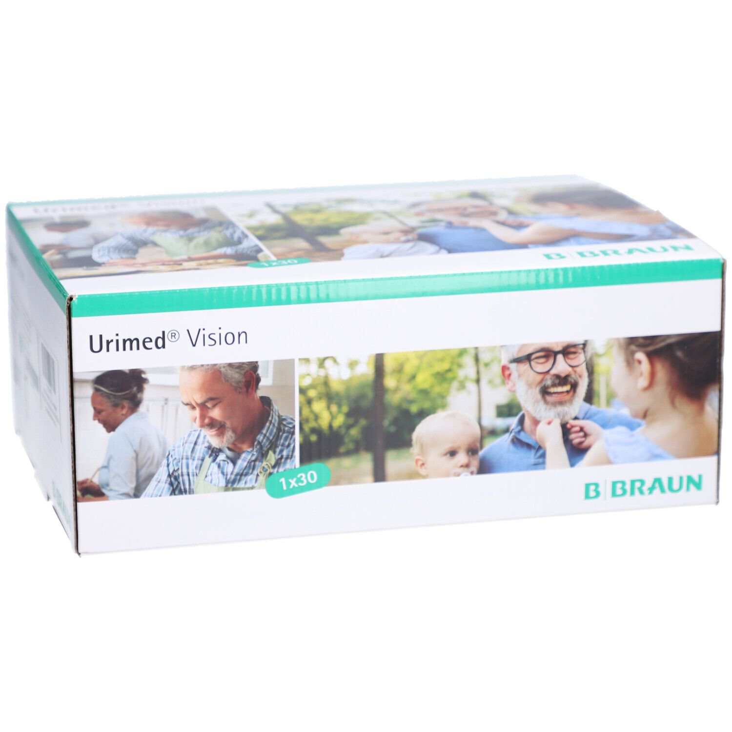 Emballage B. Braun Urimed Vision avec images de familles.