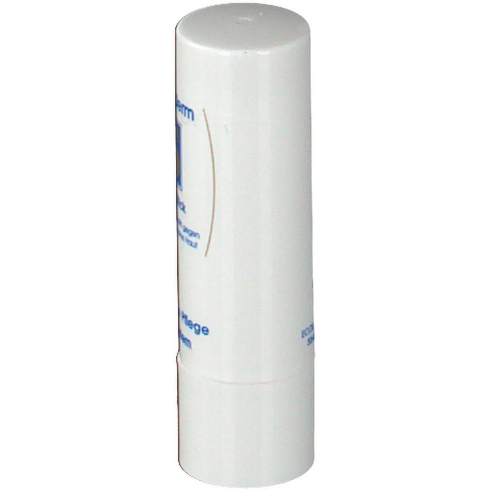 Stick blanc avec Sulfoderm, Teint Stick. Texte: Soin couvrant contre les boutons et la peau impure.