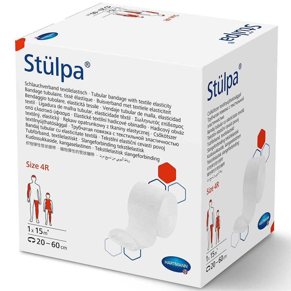 Hartmann Stülpa®, bandage tubulaire taille 4R, en boîte. Textile élastique. 1x15m, 20-60cm. Avec pictogrammes.