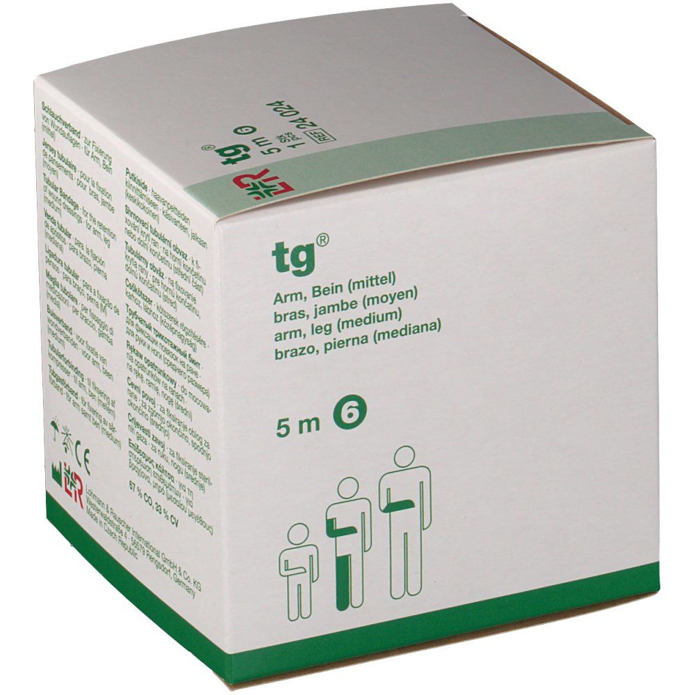 Emballage de tg® bandage tubulaire. Illustrations de personnes. Texte.