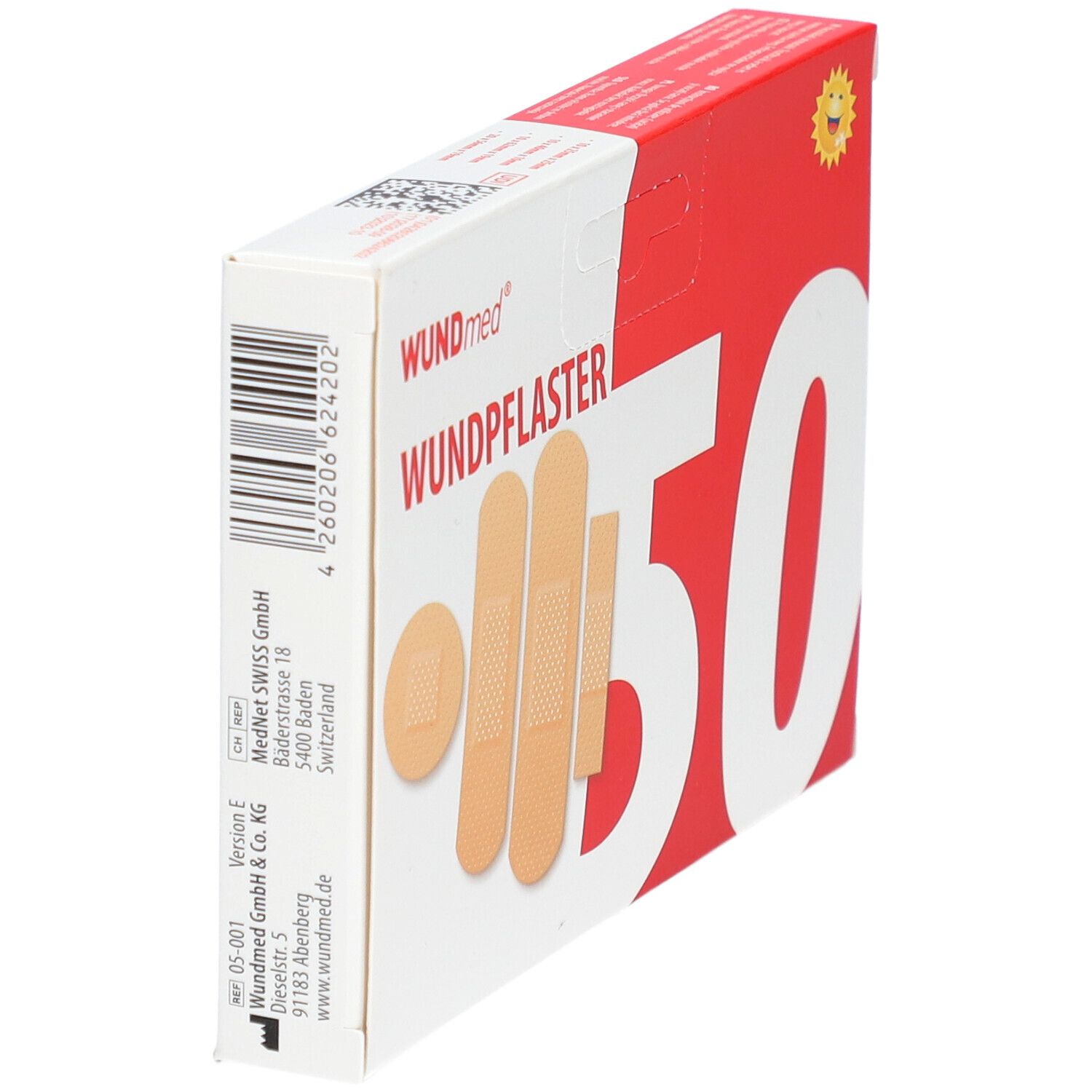 Boîte de pansements WUNDmed en biais. 50 pièces. Certification CE.