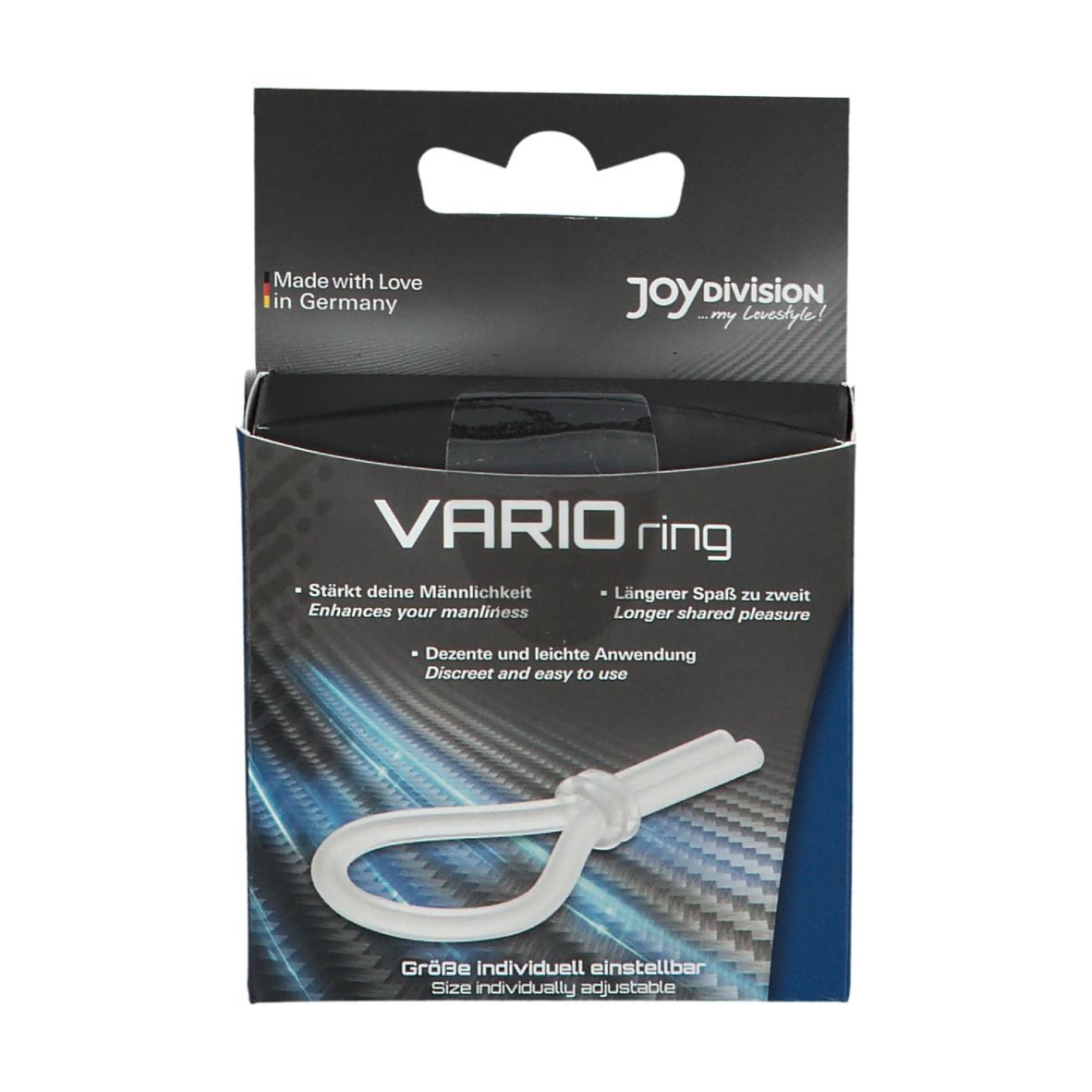 Emballage du produit VARIOring avec anneau transparent et description.