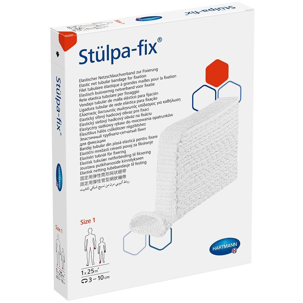Stülpa-fix, taille 1, en emballage. Bandage tubulaire élastique. 1,25 m x 25 m. Taille 1: 3-10 cm. Hartmann.