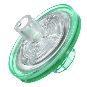 Filtre avec bord vert et corps transparent. Avec deux connecteurs.