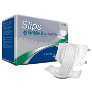 Paquet de Slips taille 2 nuit EXTRA. Slip individuel à côté. Qualité Premium. Couleurs bleu, vert et blanc.