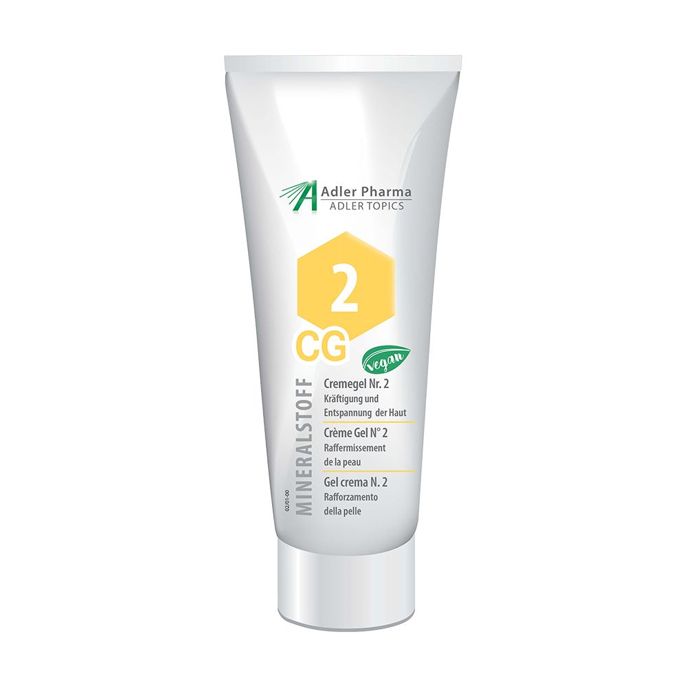 Tube de crème blanche. Inscriptions : MINERALSTOFF, 2, CG, Adler Pharma. Label végan.