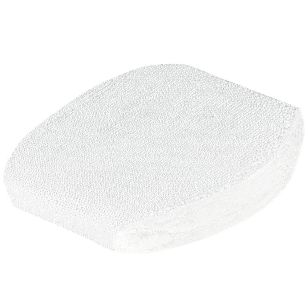 Compresse oculaire blanche, rectangulaire. Matériau : tissu. Forme : ovale. Pas d'emballage visible.