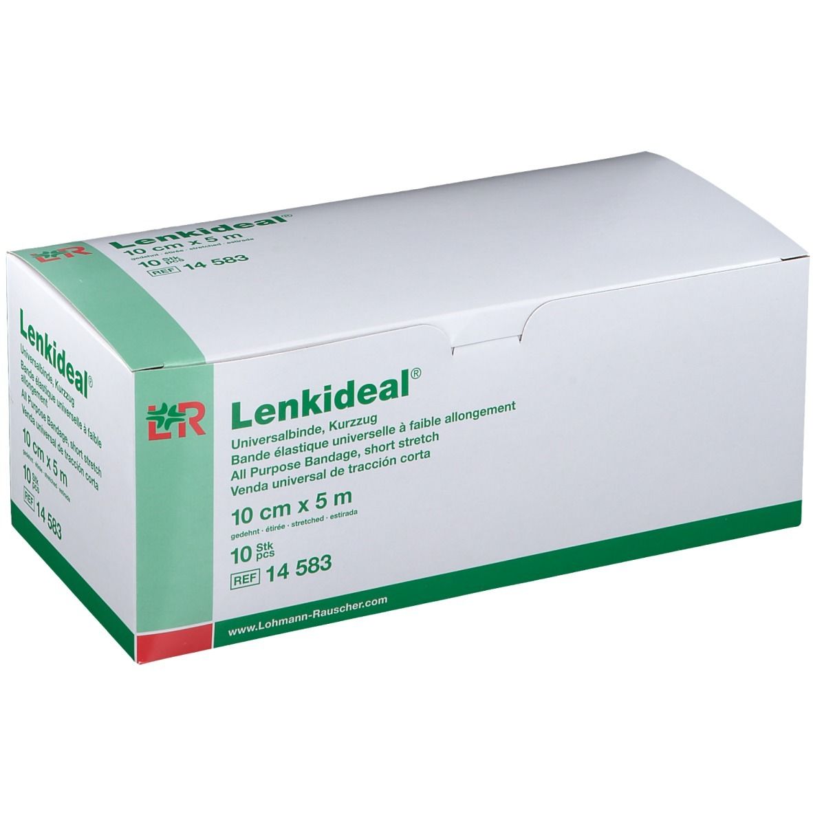Boîte de Lenkideal® Idealbinde, 10 cm x 5 m. Bandage universelle à faible allongement. 10 pièces.