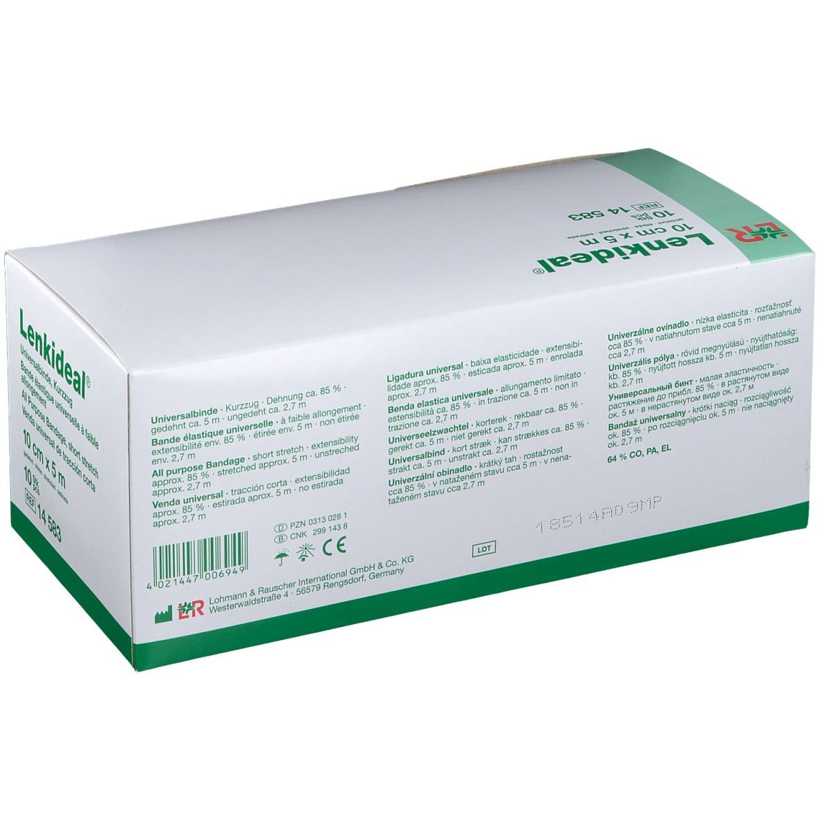 Dos de la boîte de Lenkideal® Idealbinde. Informations produit et fabricant.